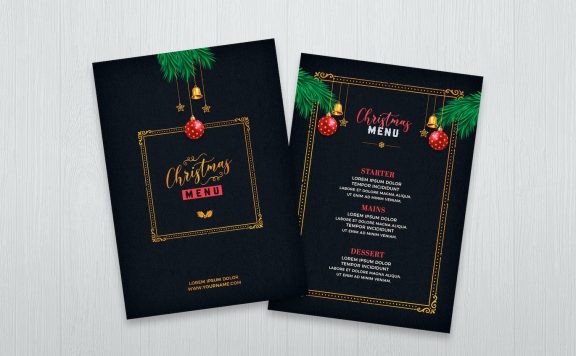 圣诞节餐厅菜单设计模板 (PSD)
