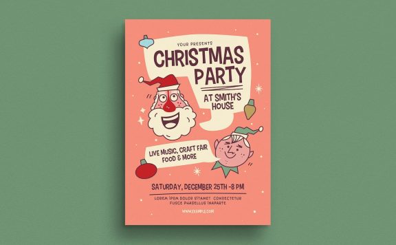 复古圣诞晚会活动传单海报 (AI,PSD)