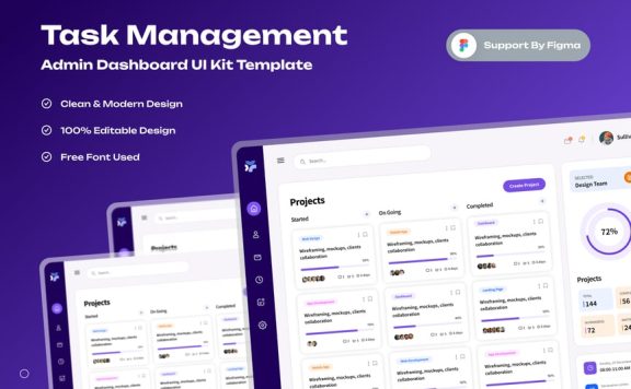 任务管理管理仪表板网页模板 (FIG)