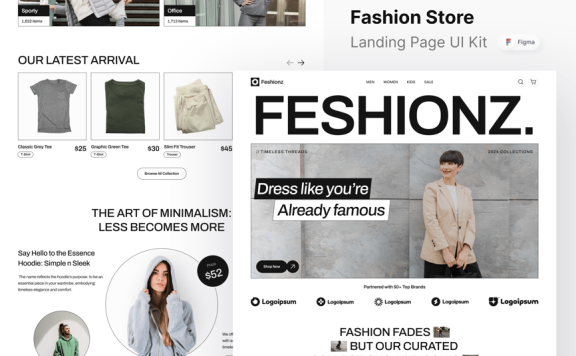 时装商店着陆页网页模板 (FIG)