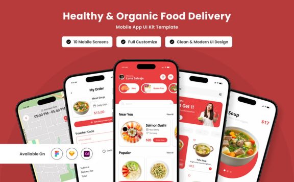 天然食品交付UI设计模板 (FIG,SKETCH,XD)