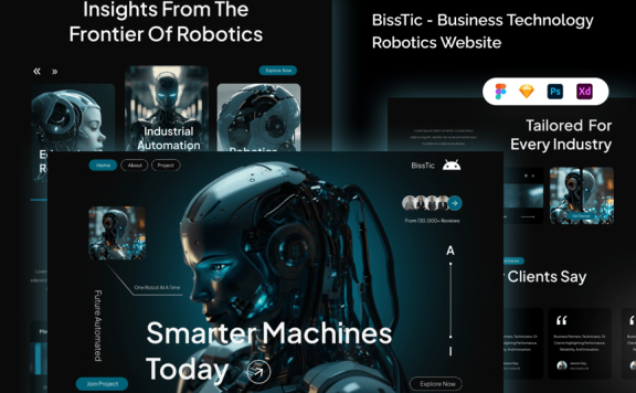 商业技术机器人技术网页模板 (FIG,PSD,SKETCH,XD)