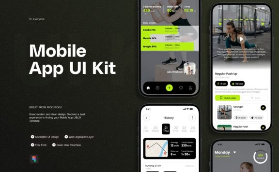 运动追踪器 – 移动应用APP UI KIT (FIG)