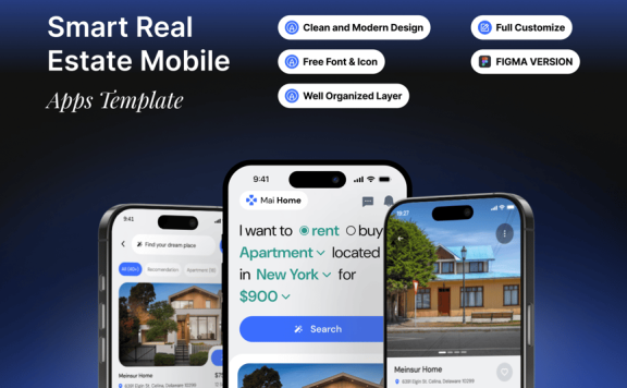 智能房地产移动 – 应用APP UI KIT (FIG)