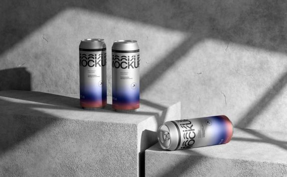 真实的的饮料可以模型样机 (PSD)