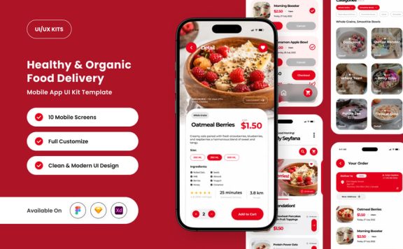 健康食品应用APP UI KIT (FIG,SKETCH,XD)