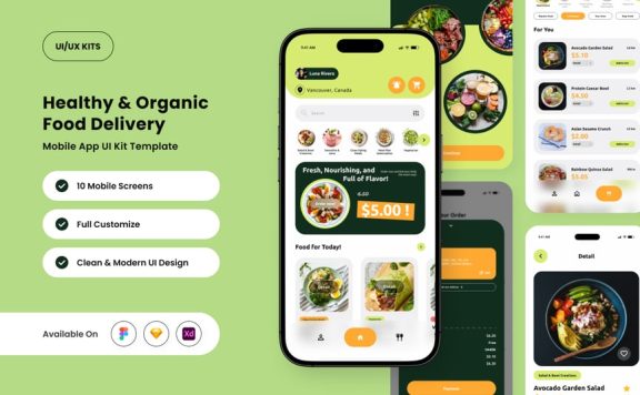 绿色生活食品应用APP UI KIT (FIG,SKETCH,XD)