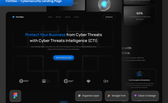 网络安全着陆页黑暗模式网页UI模板 (FIG)