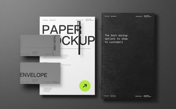 极简主义文具演示模型集样机 (PSD)