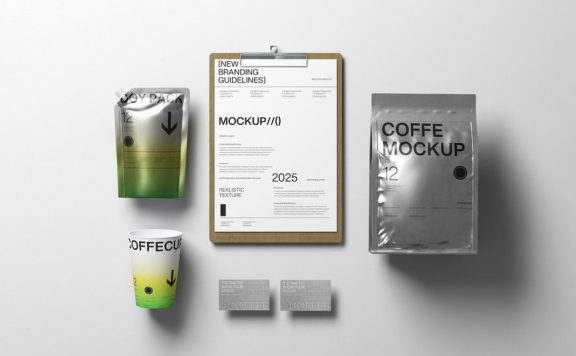 咖啡包装品牌模型套装样机 (PSD)