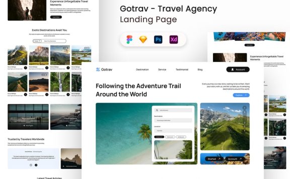 -旅行社着陆页UI套件 (FIG,PSD,SKETCH,XD)