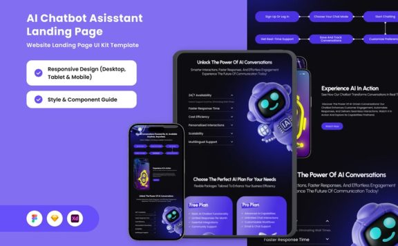 AI聊天助理着陆页 (FIG,SKETCH,XD)