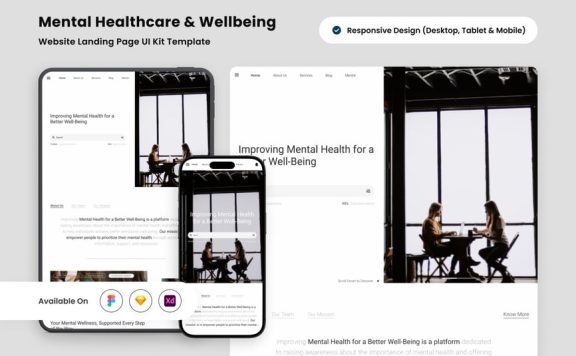 健康着陆页UI设计模板 (FIG,SKETCH,XD)