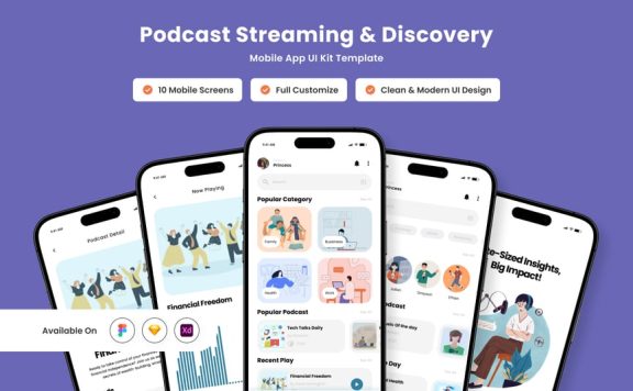 播客应用APP UI KIT (FIG,SKETCH,XD)