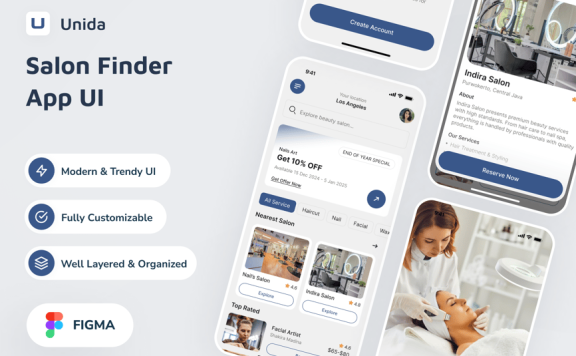 沙龙Finder应用APP UI KIT (FIG)