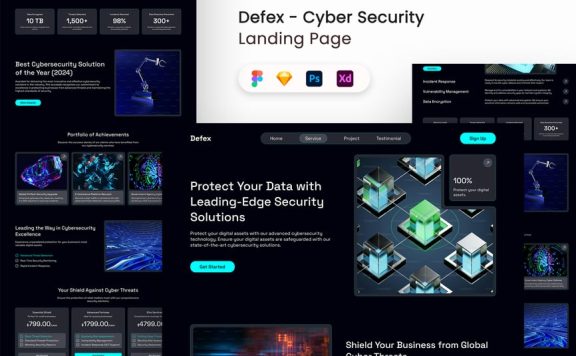 网络安全着陆页UI套件网页UI模板 (FIG,SKETCH,PSD,XD)