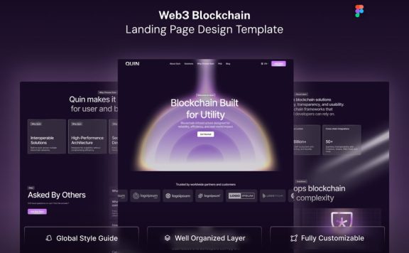 Web3区块链深色未来派着陆页网页UI模板 (FIG)