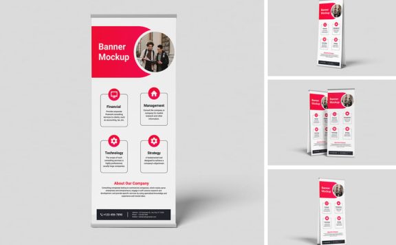 易拉宝横幅模型样机 (PSD,PDF)