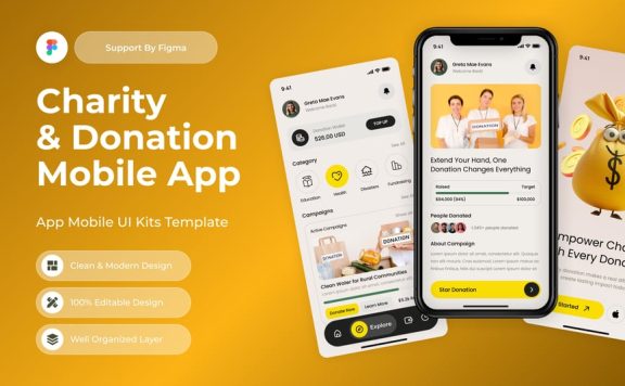 慈善与捐赠移动应用APP UI KIT (FIG)