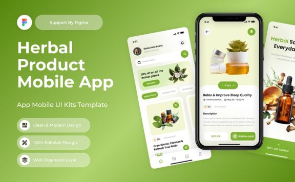 草药产品移动应用APP UI KIT (FIG)
