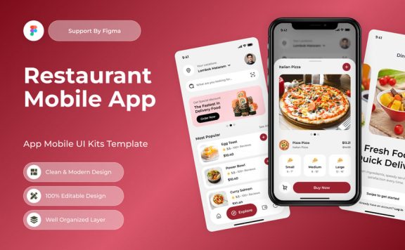 餐厅点评移动应用APP UI KIT (FIG)