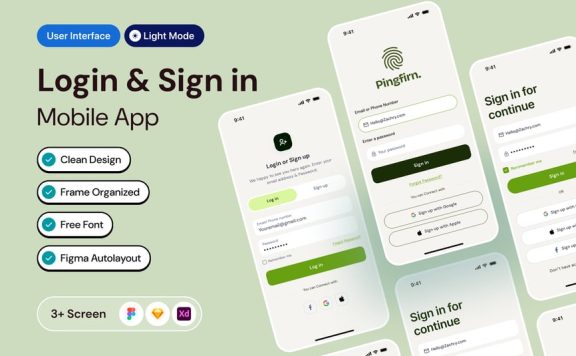 登录移动应用APP UI KIT (FIG,SKETCH,XD)