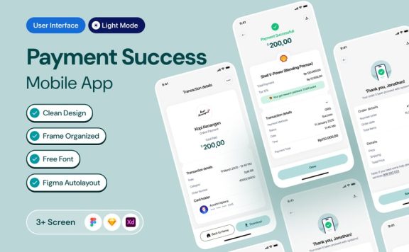 付款完成的移动应用APP UI KIT (FIG,XD,SKETCH)