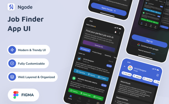 找工作求职应用APP UI KIT (FIG)