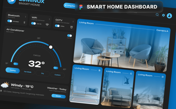 智能家居仪表板网页UI模板 (FIG,PNG)