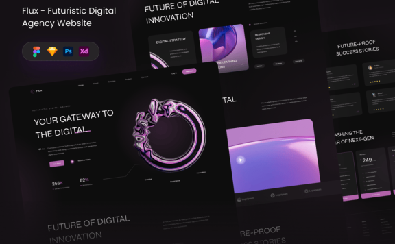 未来派数字代理网站 (FIG,PSD,SKETCH,XD)