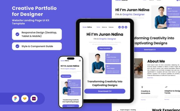 个人主页创意投资组合着陆页 (FIG,SKETCH,XD)