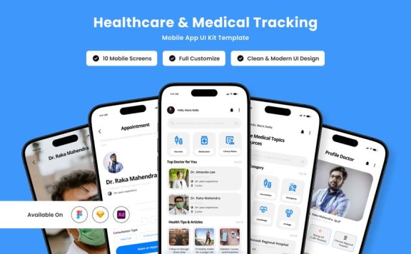 健康护理 UI设计模板 (FIG,SKETCH,XD)