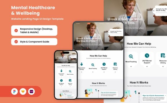 心理健康设计模板 (FIG,SKETCH,XD)