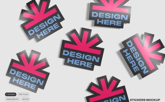 贴纸模型样机 (PSD,PDF)