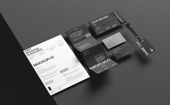 现代文具品牌识别模型样机 (PSD)