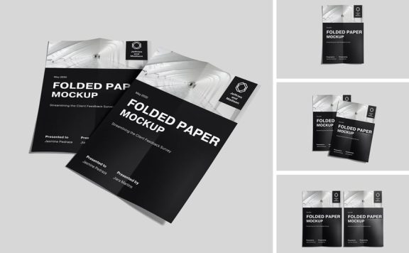 折叠纸样机 (PSD,PDF)