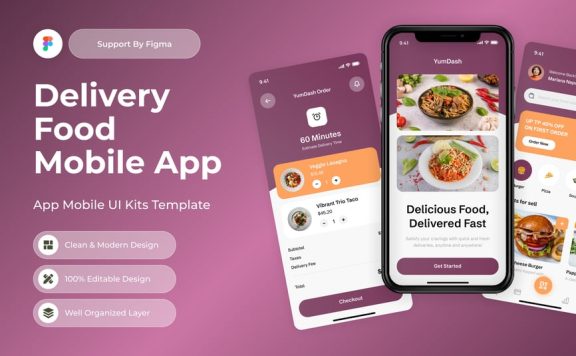 送货食品移动应用APP UI KIT (FIG)