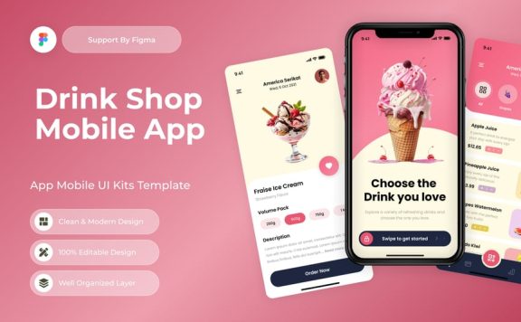 饮料商店移动应用APP UI KIT (FIG)