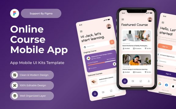 在线课程移动应用APP UI KIT (FIG)