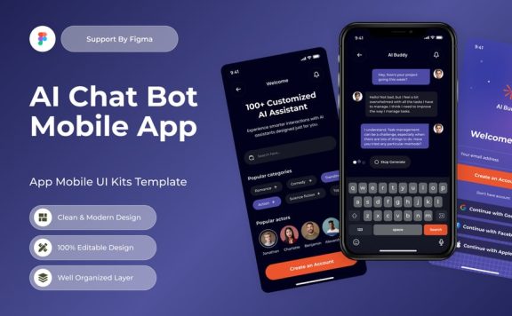 AI好友-AI聊天机器人移动应用APP UI KIT (FIG)