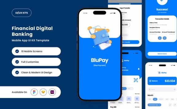 无缝付款和银行应用APP UI KIT (FIG,SKETCH,XD)