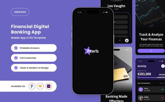 安全数字金融应用APP UI KIT (FIG,SKETCH,XD)
