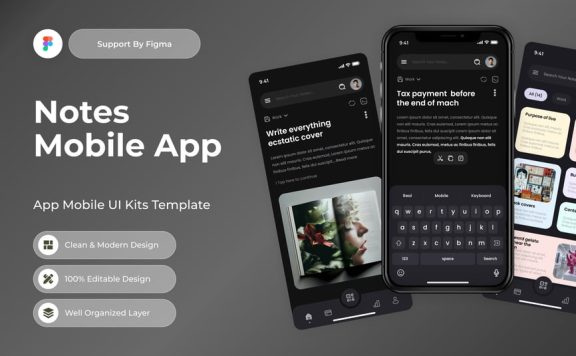 记事本移动应用APP UI KIT (FIG)