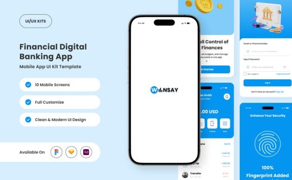 现代数字银行业务APP UI KIT (FIG,SKETCH,XD)