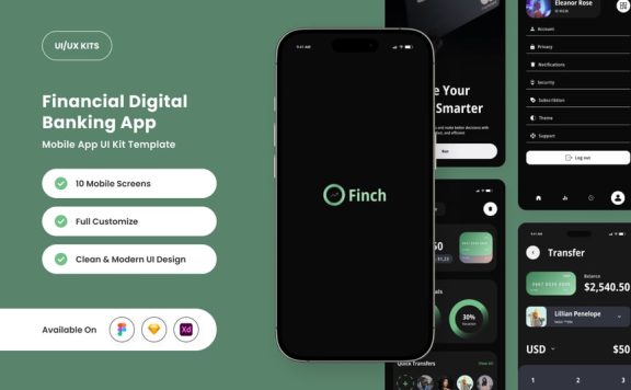 金融科技和个人理财的应用APP UI KIT (FIG,SKETCH,XD)