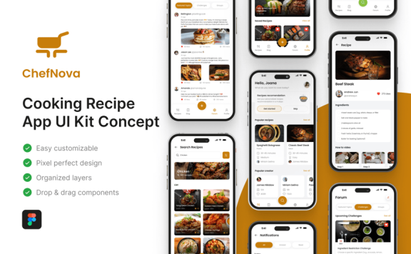 烹饪食谱应用APP UI KIT (FIG)