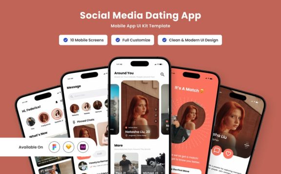 社交和约会移动应用APP UI KIT (FIG,SKETCH,XD)