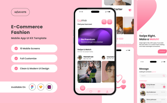充满活力的社交和约会应用APP UI KIT (FIG,SKETCH,XD)
