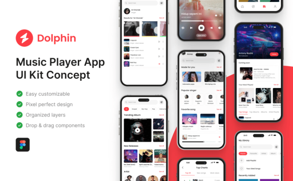 音乐播放器应用APP UI KIT (FIG)