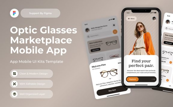 光眼镜市场移动应用APP UI KIT (FIG)